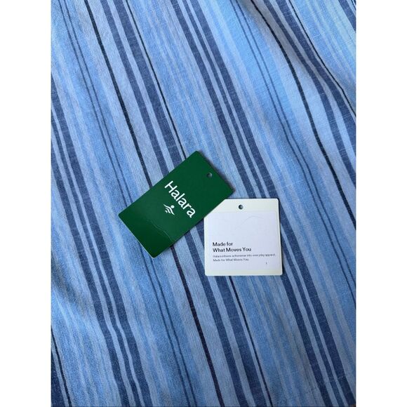 NWOT Halara Stripe Wide Leg Flowy Casual Linen-Feel Overalls with Pockets XL Blu - Picture 9 of 9